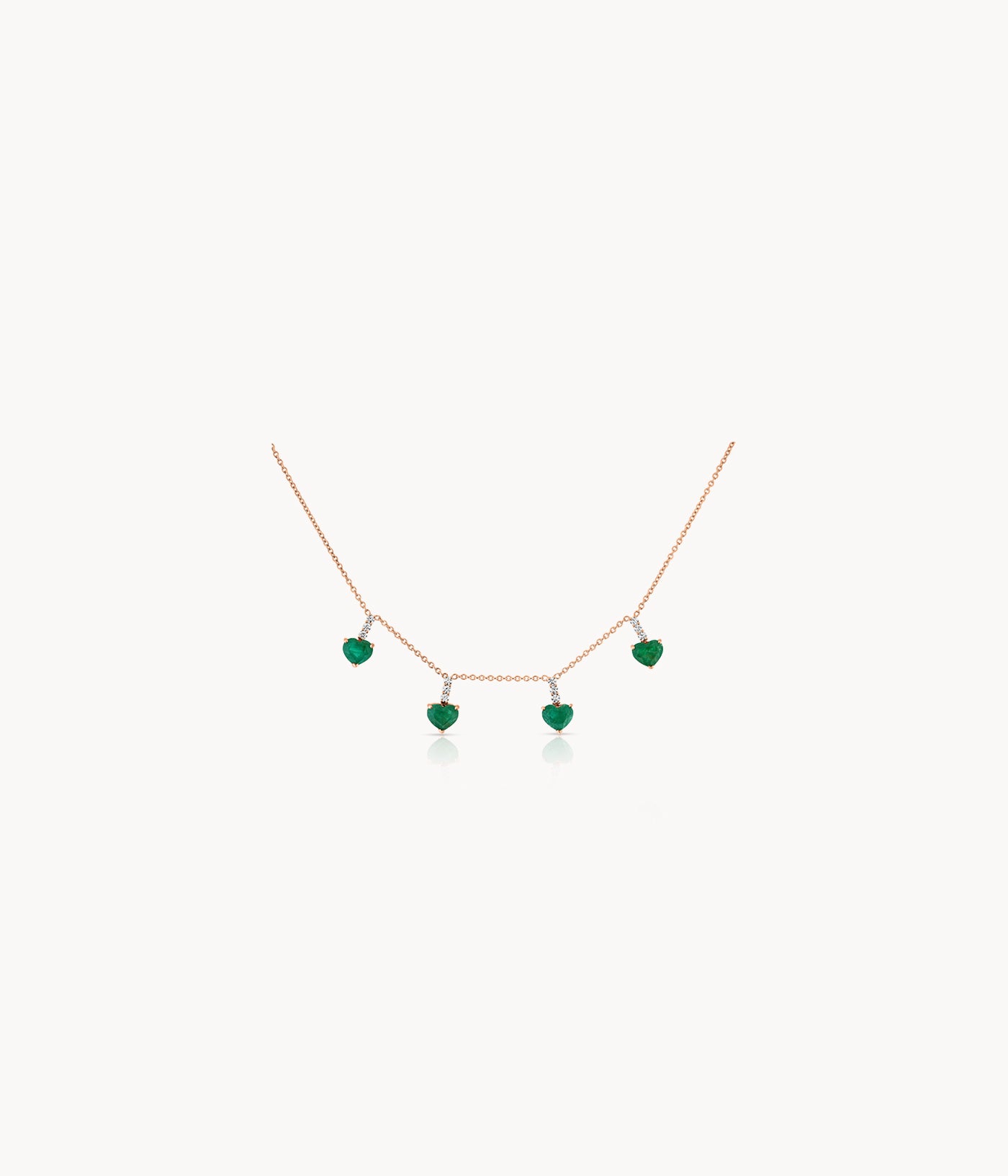 Heart Shape Emerald And Diamond Necklace