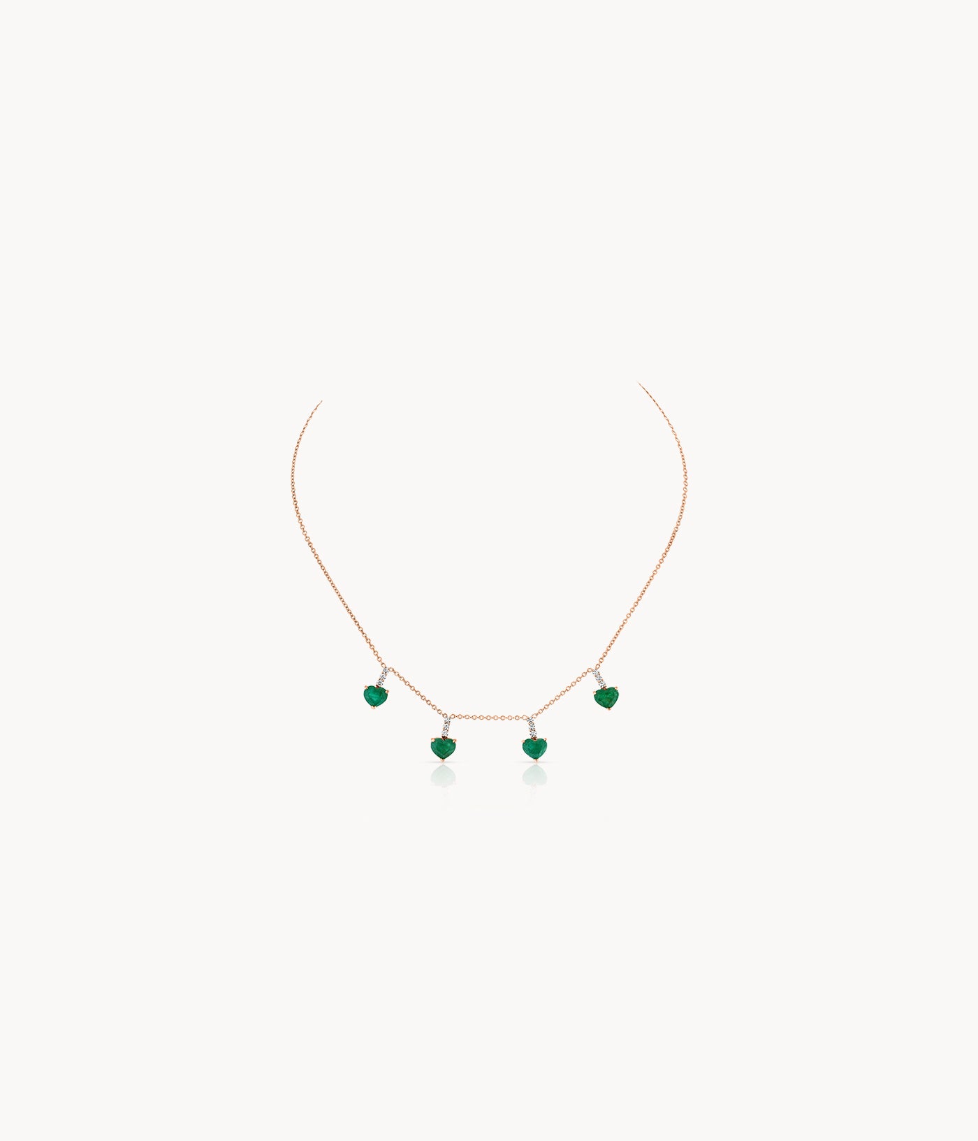 Heart Shape Emerald And Diamond Necklace