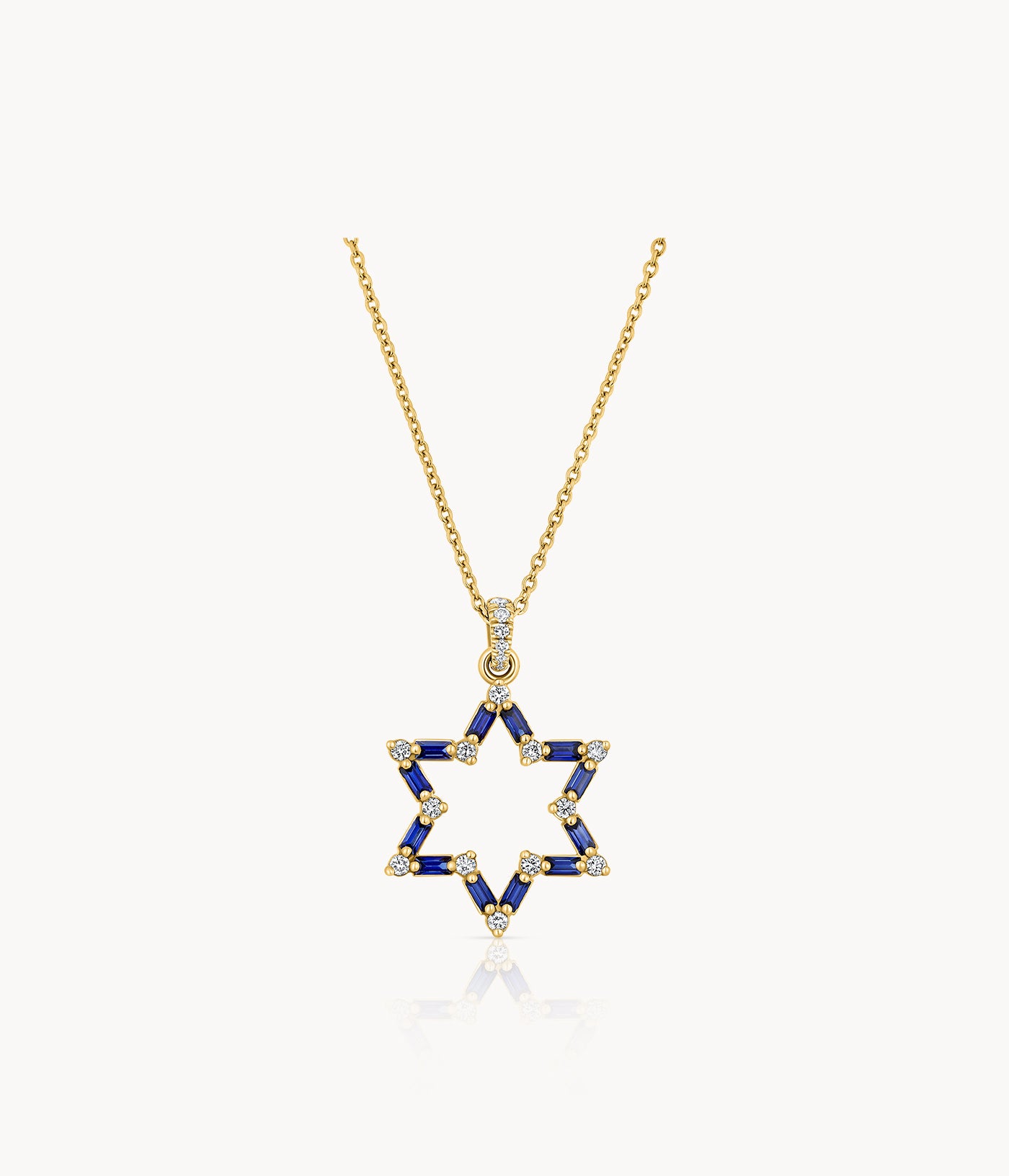 Sapphire Baguette Star Of David Necklace
