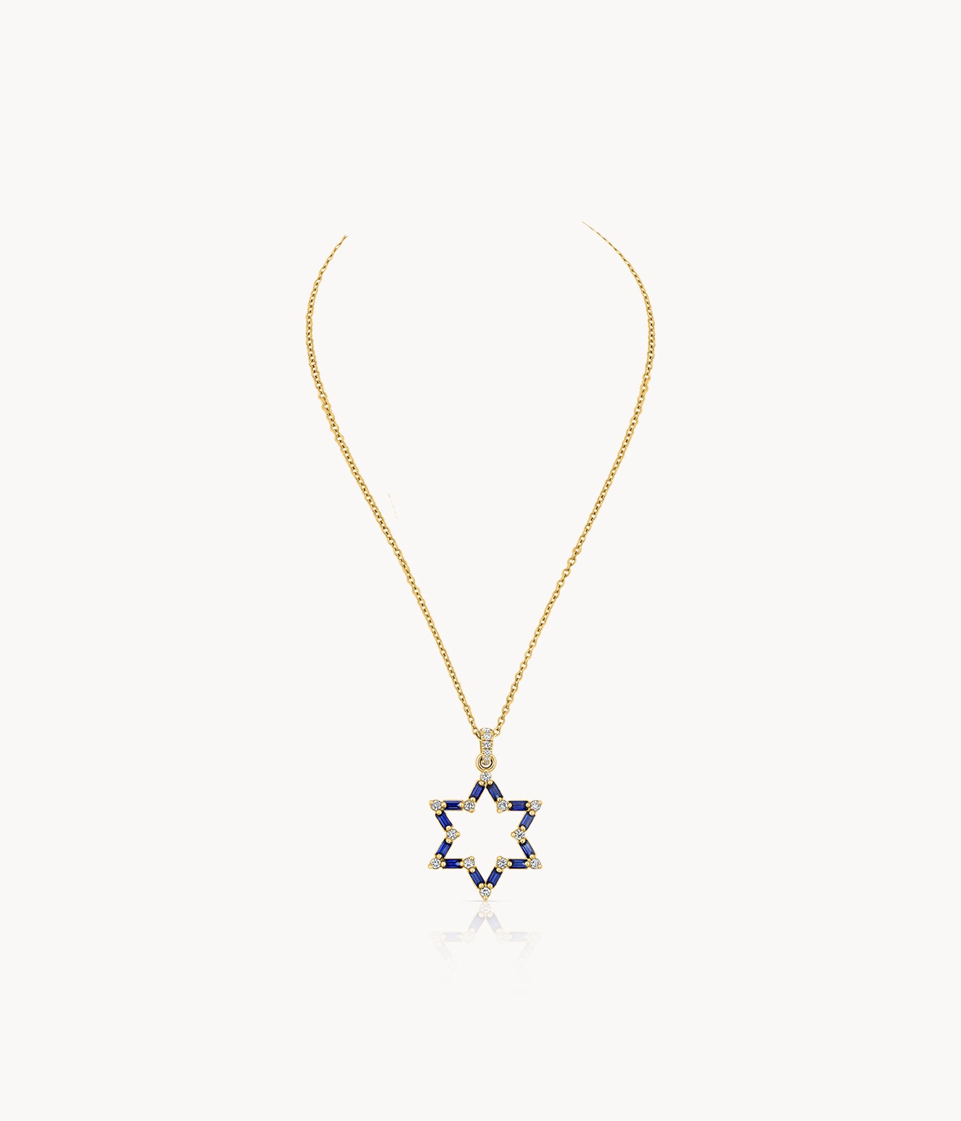 Sapphire Baguette Star Of David Necklace