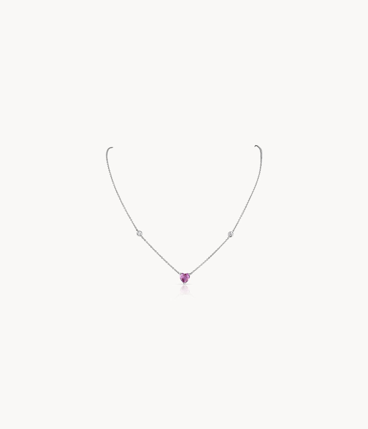 Heart Pink Sapphire And Diamond Necklace