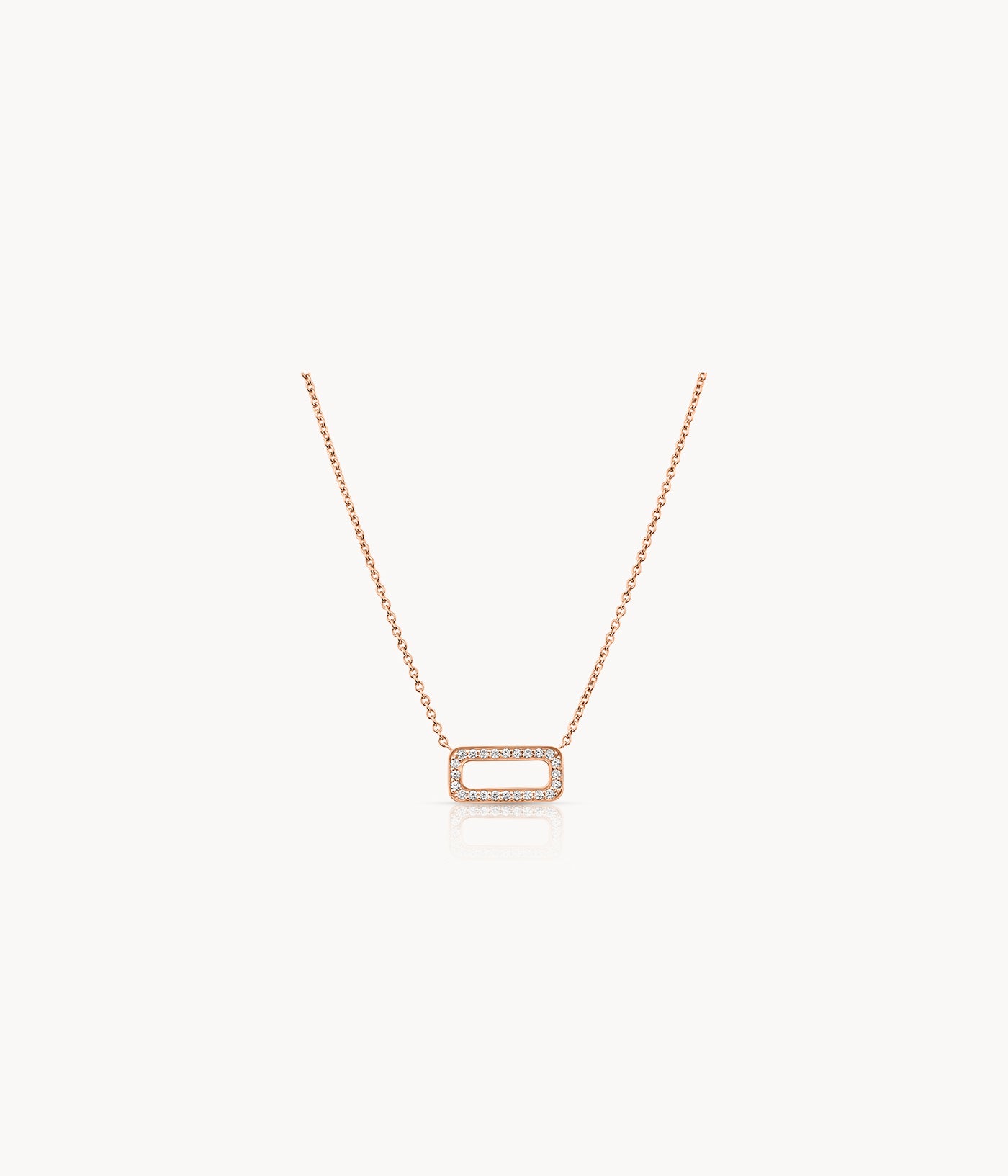Rose Gold Diamonds Rectangle Necklace