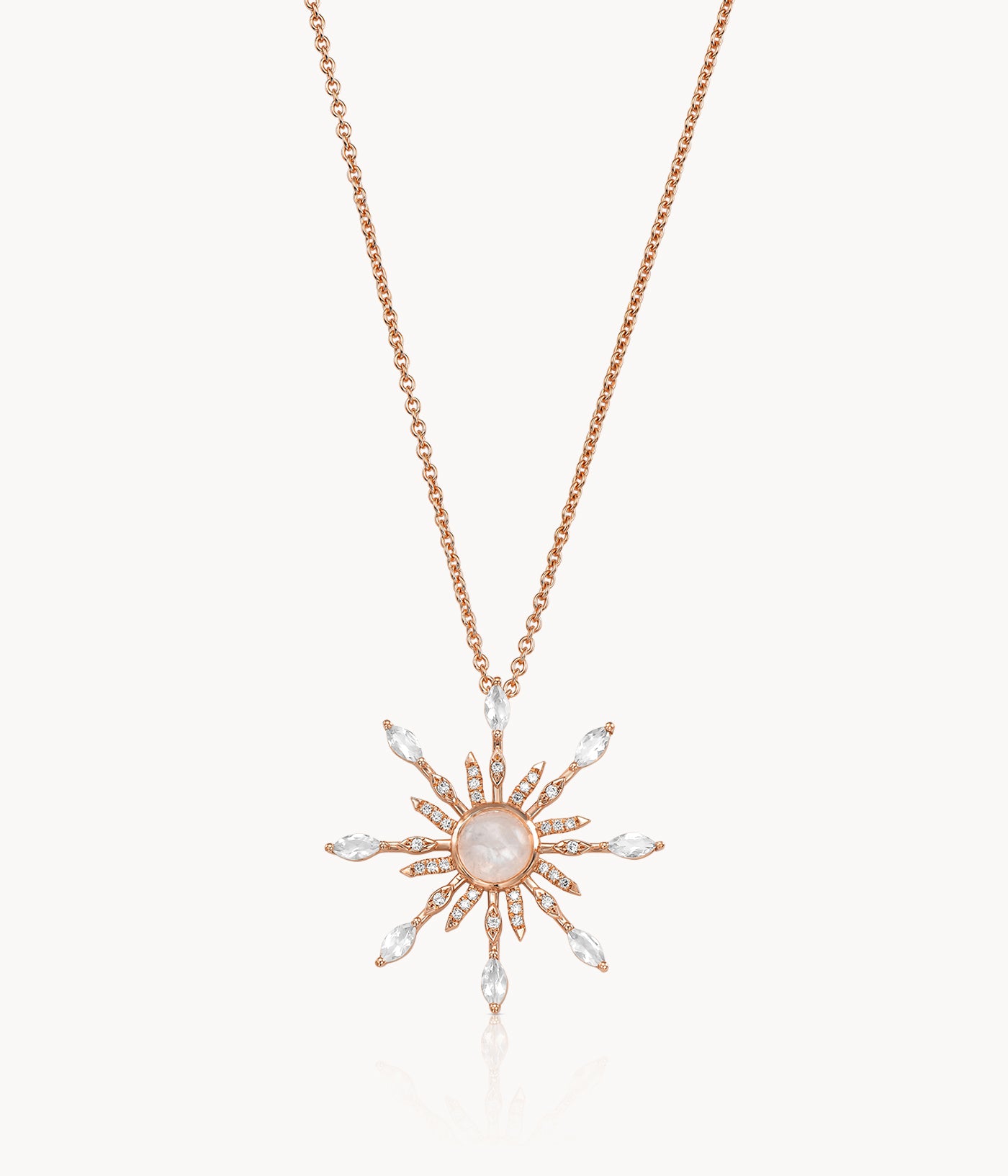Moonstone & Diamond Sun Necklace