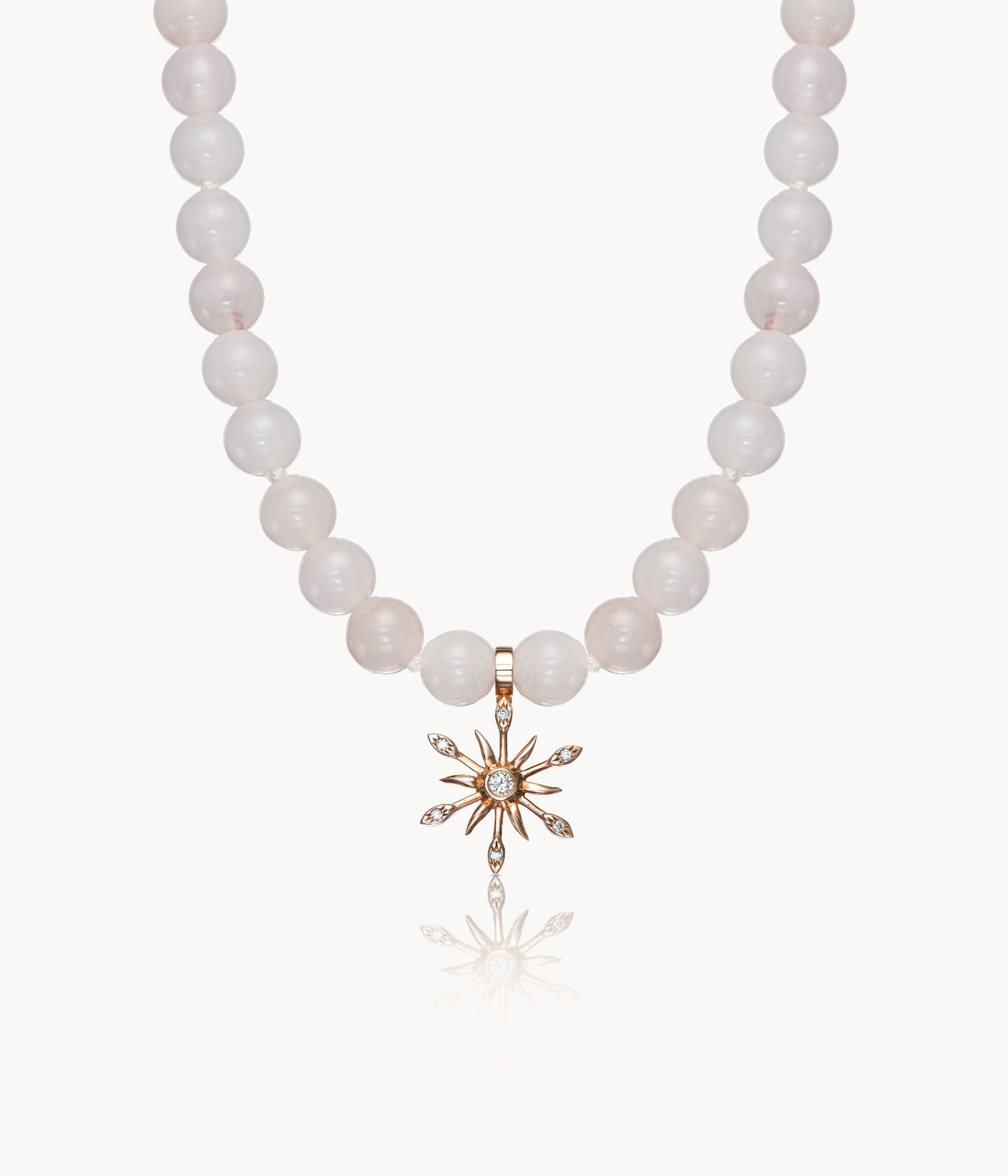 White Necklace with Sun Diamond Charm