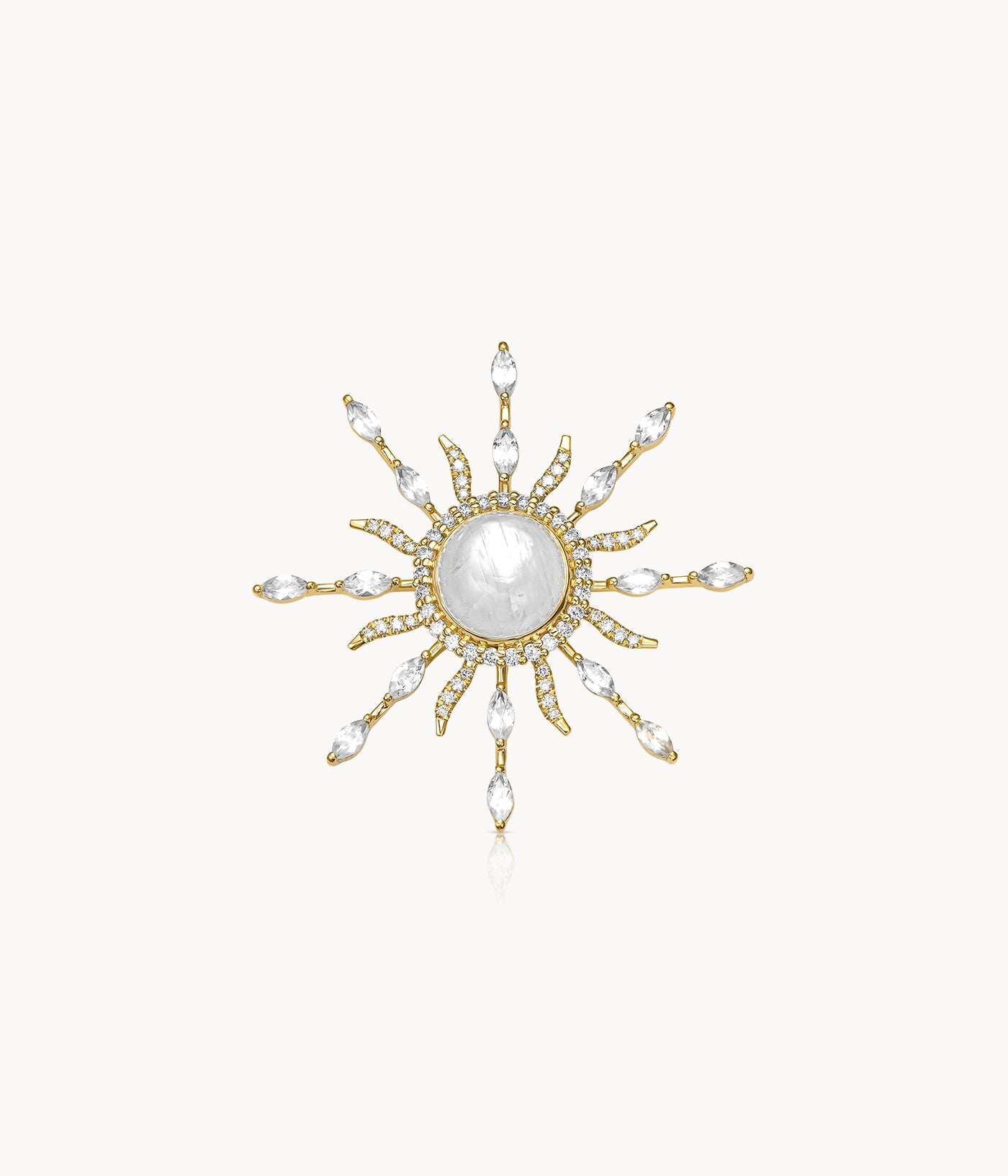 Sun Moonstone & Diamond Pin