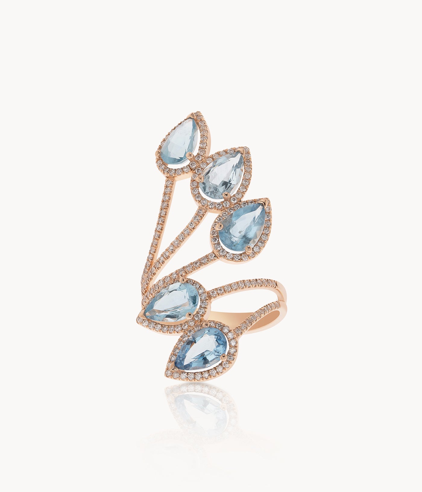 Aquamarine Spiral Drop Ring