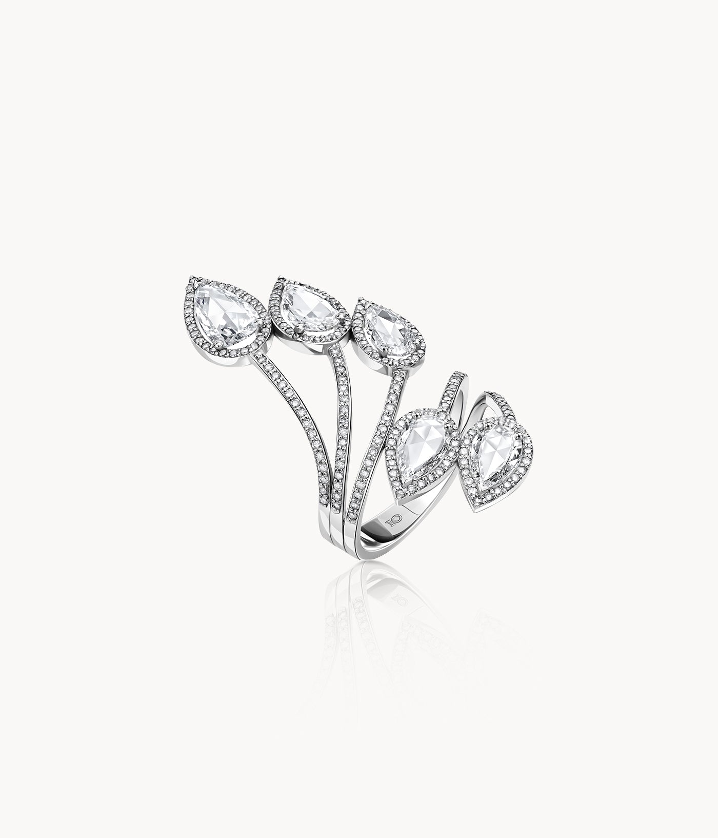 Rosecut And Diamond Pear Shape Ring