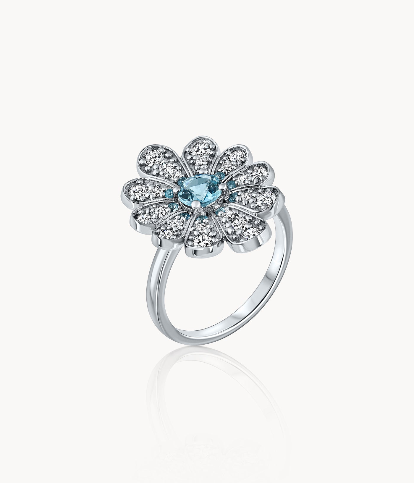 Aquamarine Flower Ring
