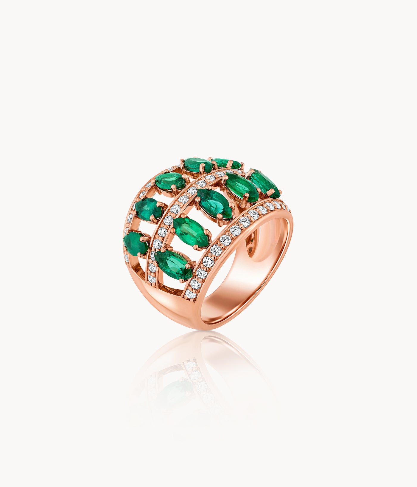 Double Dash Emerald Ring
