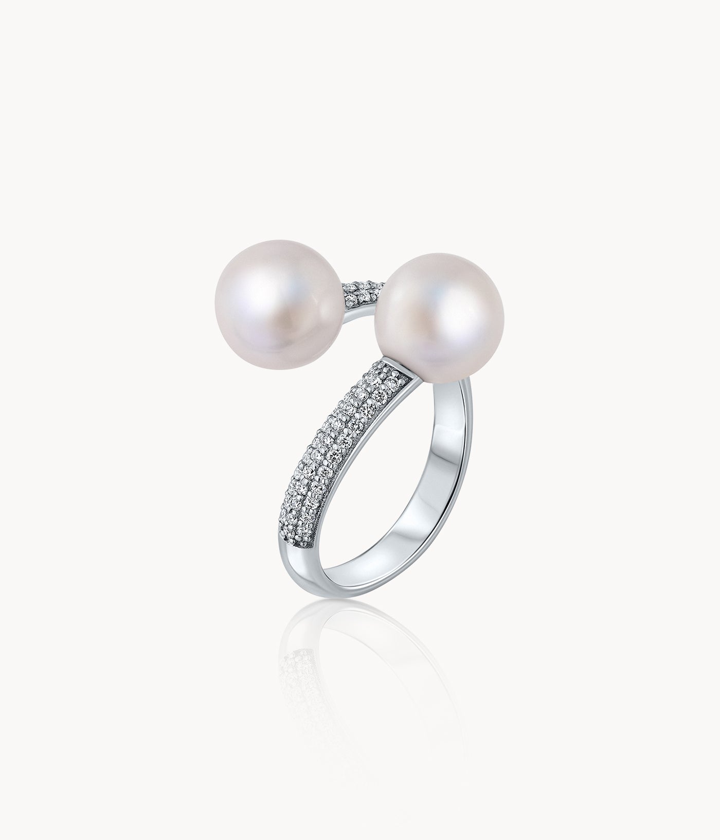 Pearl And Diamond Open Ring