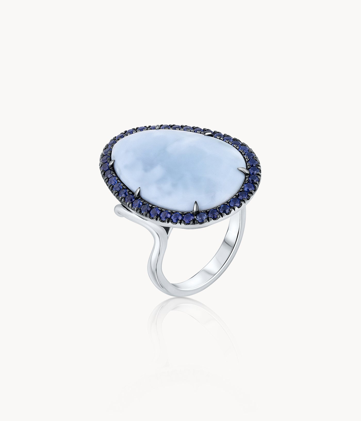 Blue Opal And Sapphire Ring