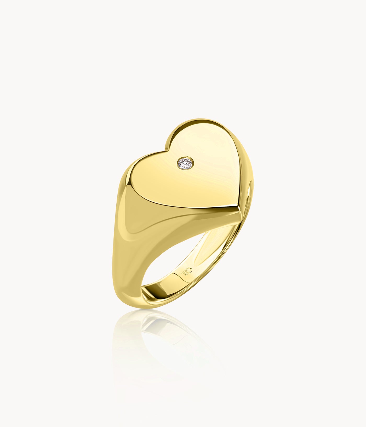 Heart Signet Ring With A Diamond