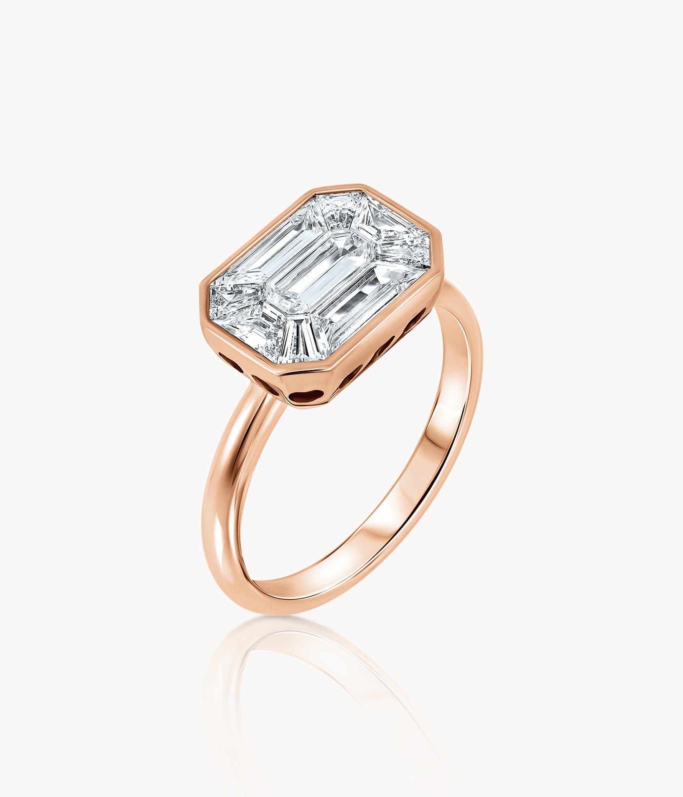 Emerald Cut Diamond Illusion Ring