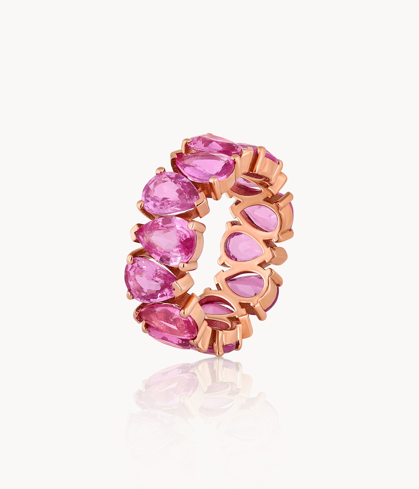 Pear Shape Pink Sapphire Eternity Ring