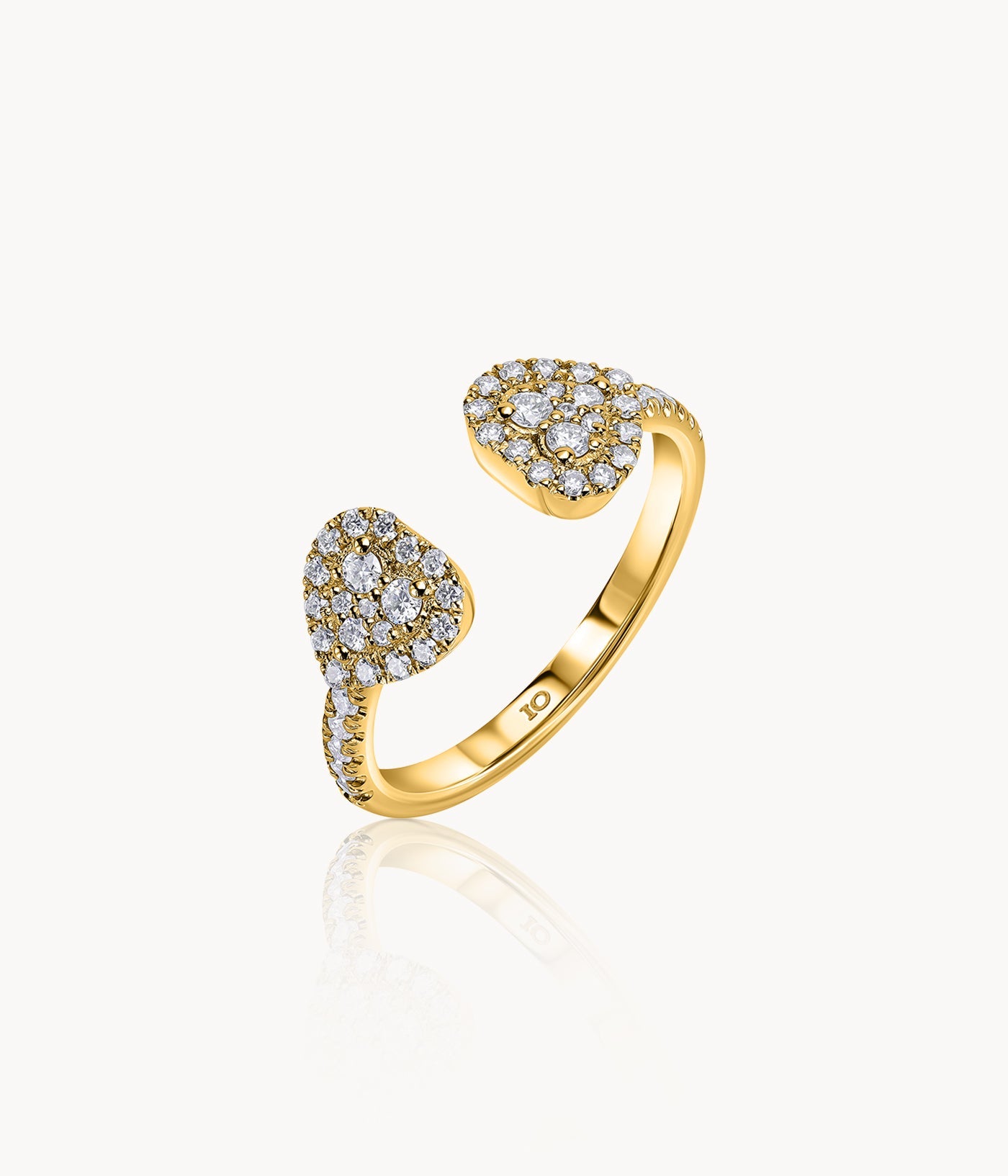 Diamond Hearts Open Ring