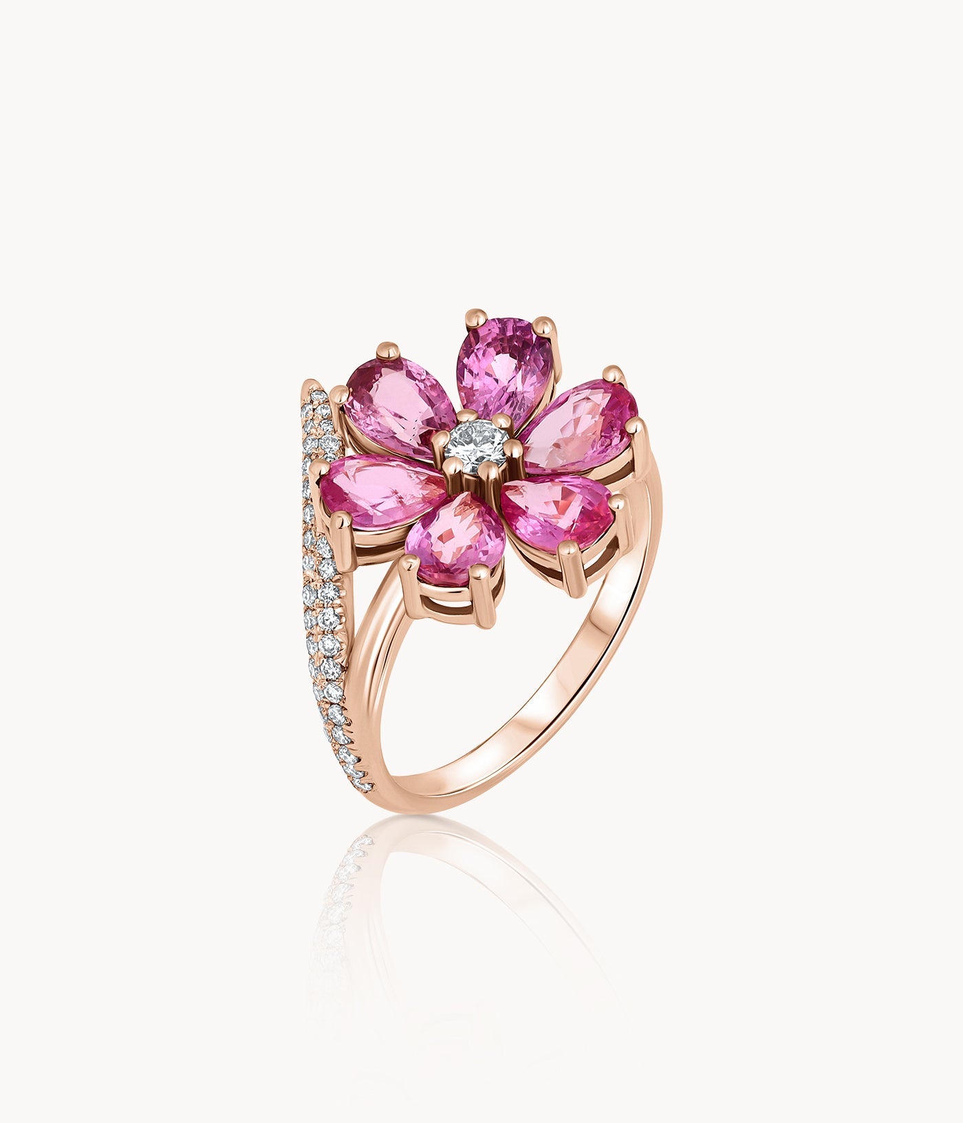 Pink Sapphire Flower Ring