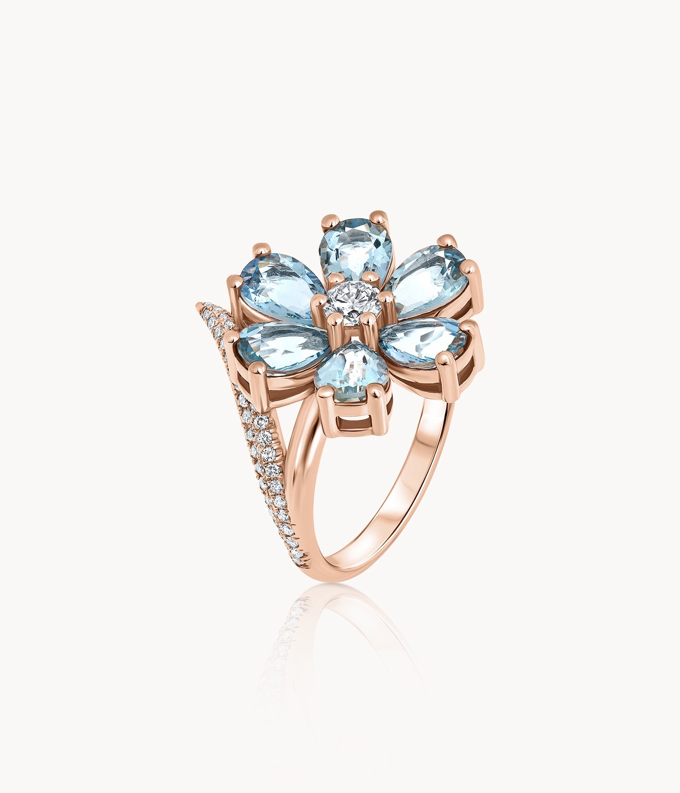 Aquamarine Flower Ring