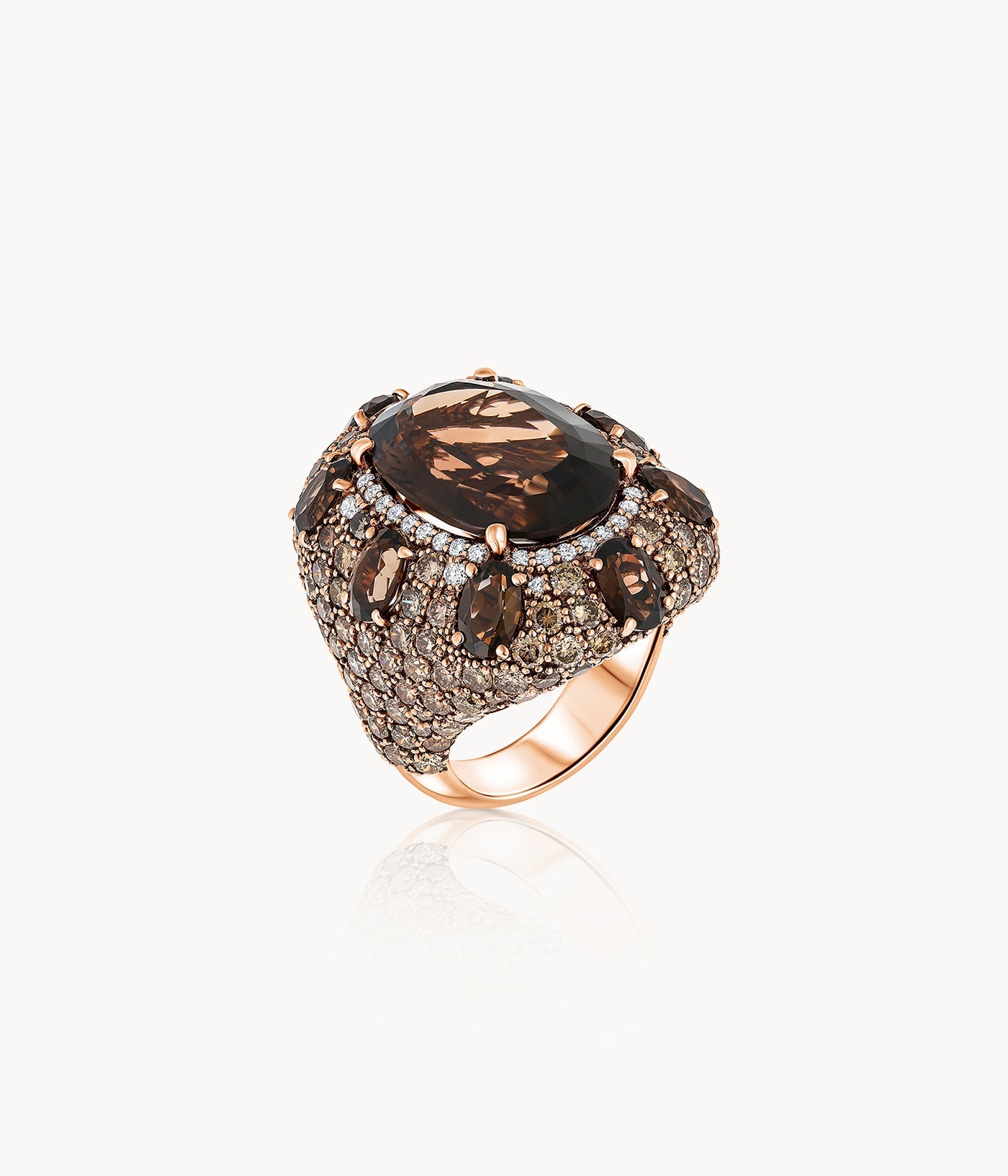 Smoky Quartz And Diamond Ring