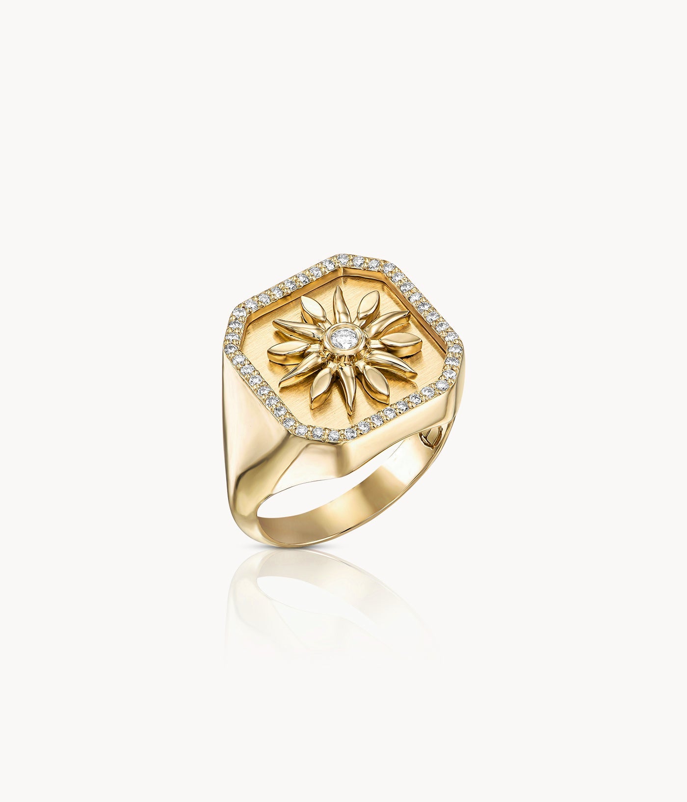 Sun Signet Diamond Ring