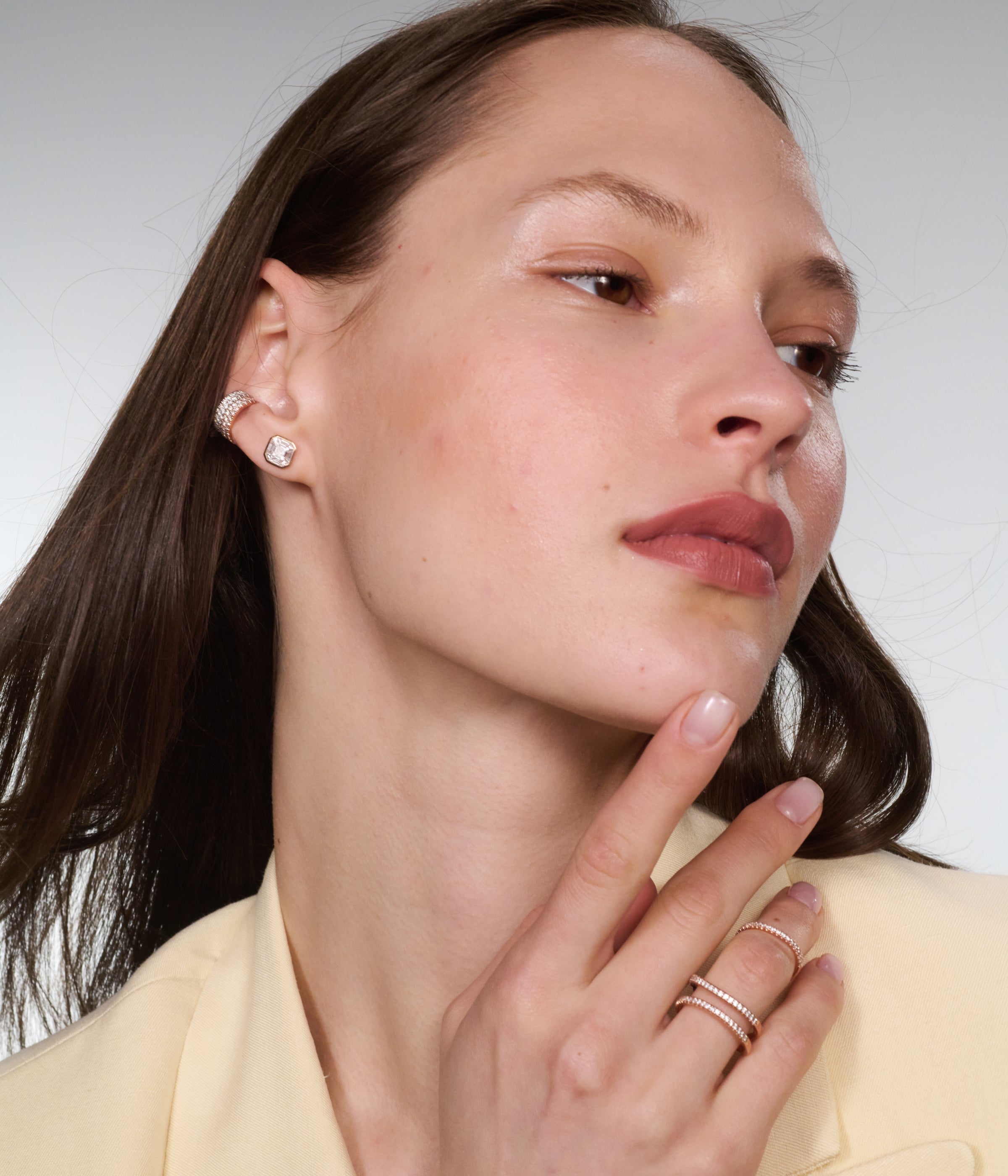 Emerald Cut Diamond Illusion Studs