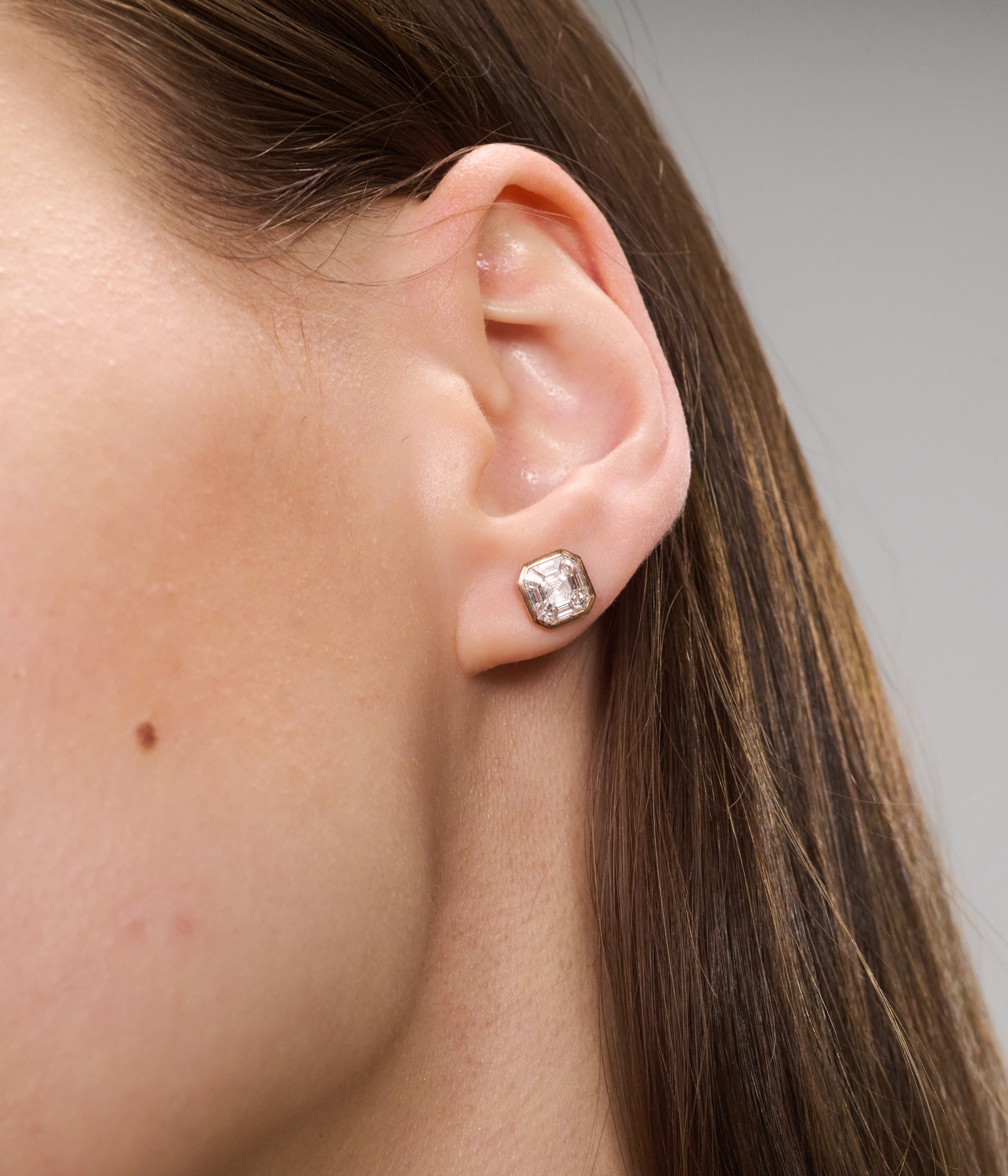 Emerald Cut Diamond Illusion Studs