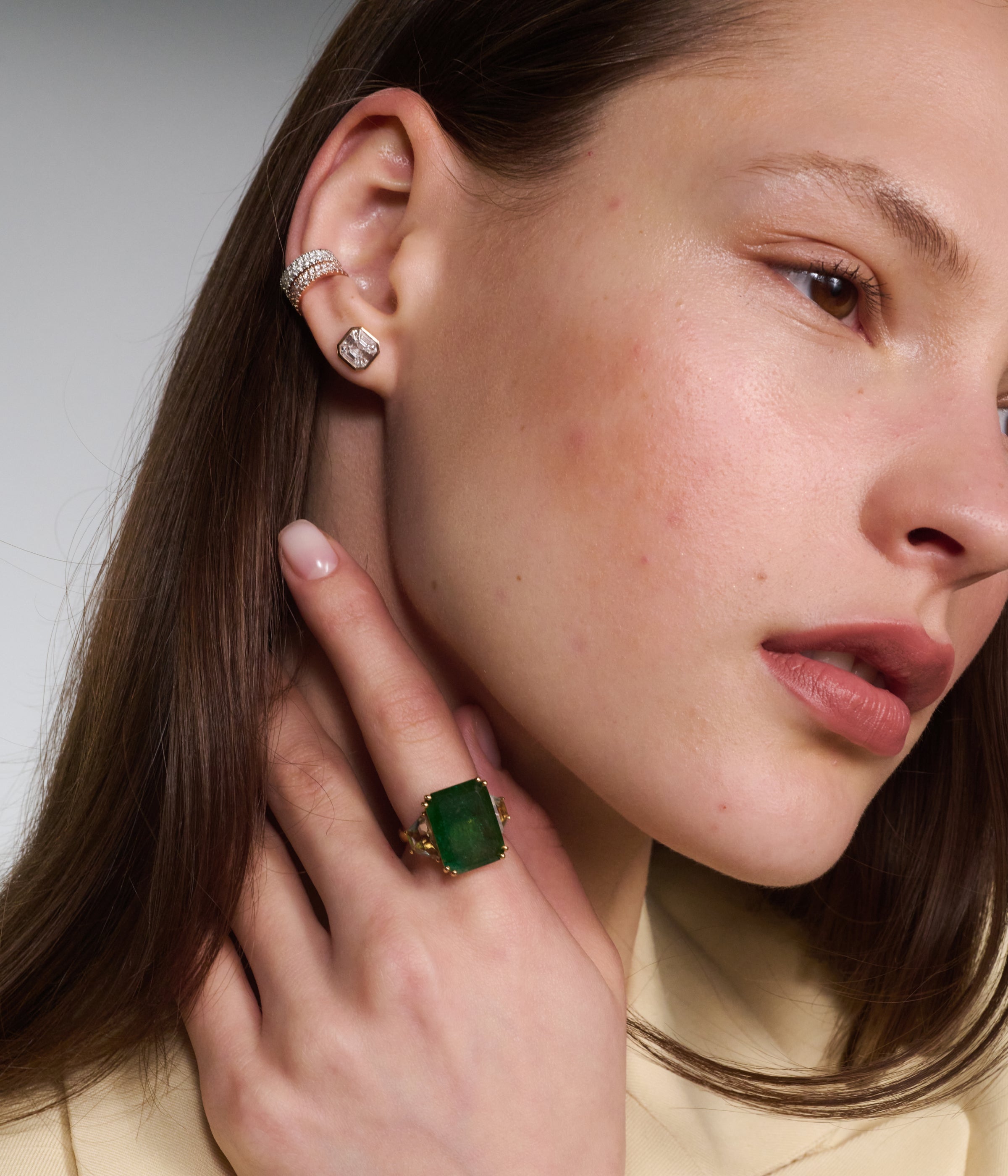 Emerald Cut Diamond Illusion Studs