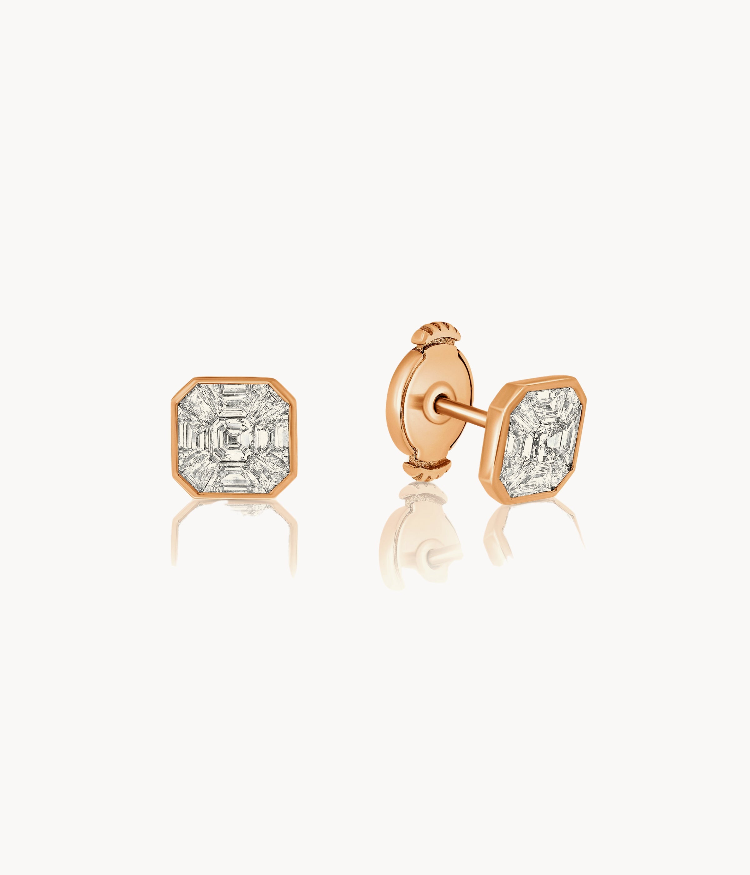 Emerald Cut Diamond Illusion Studs