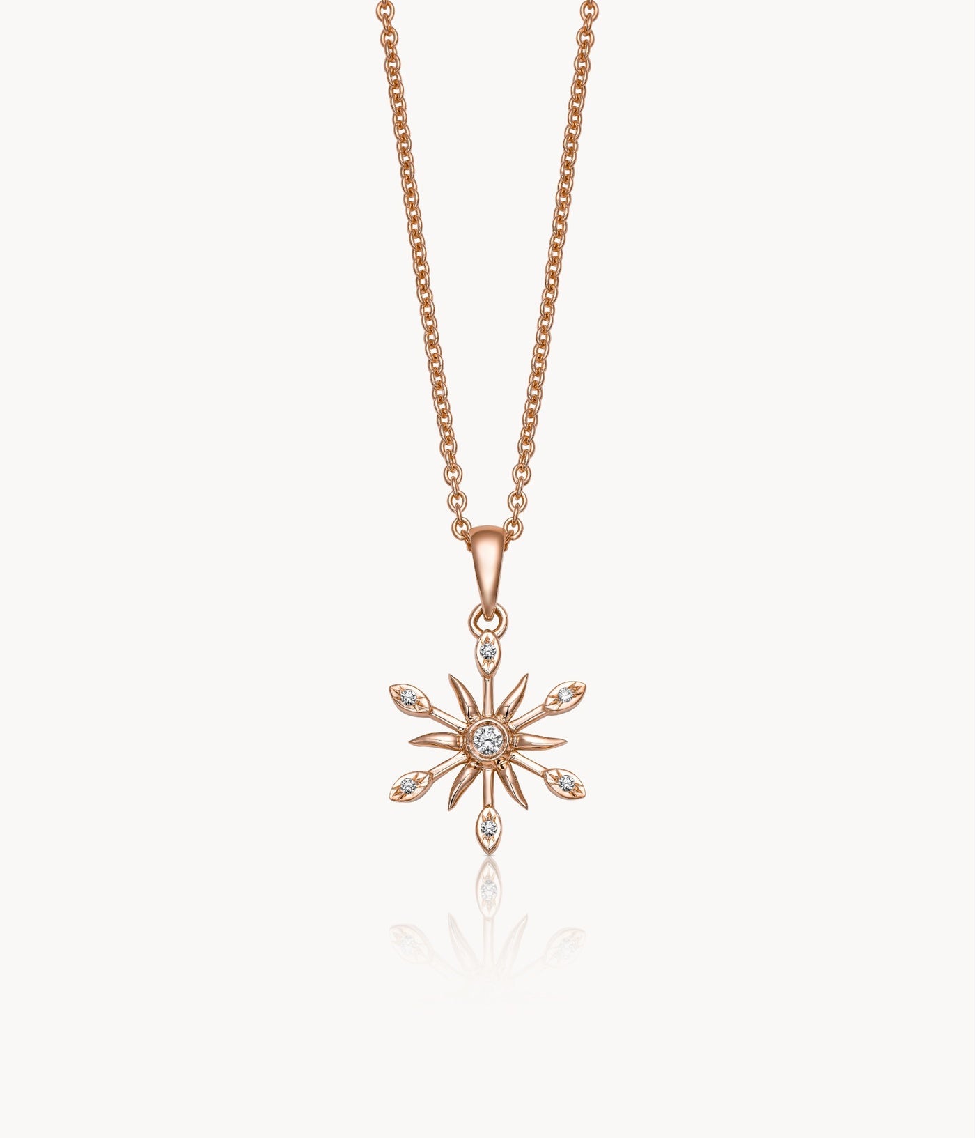 Gold Necklace with Sun Diamond Charm