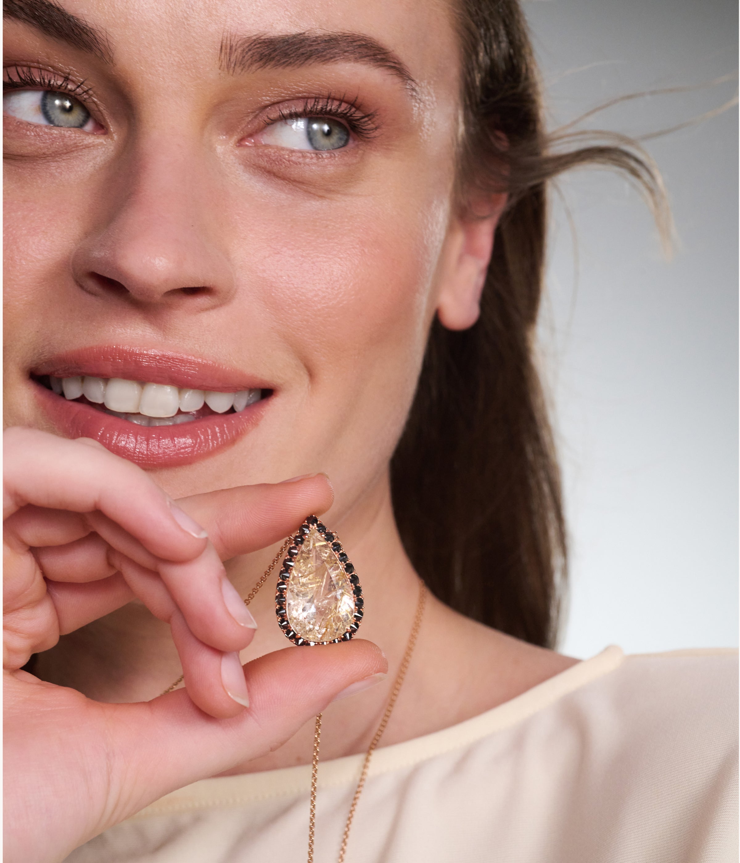Quartz and Black Diamond Necklace