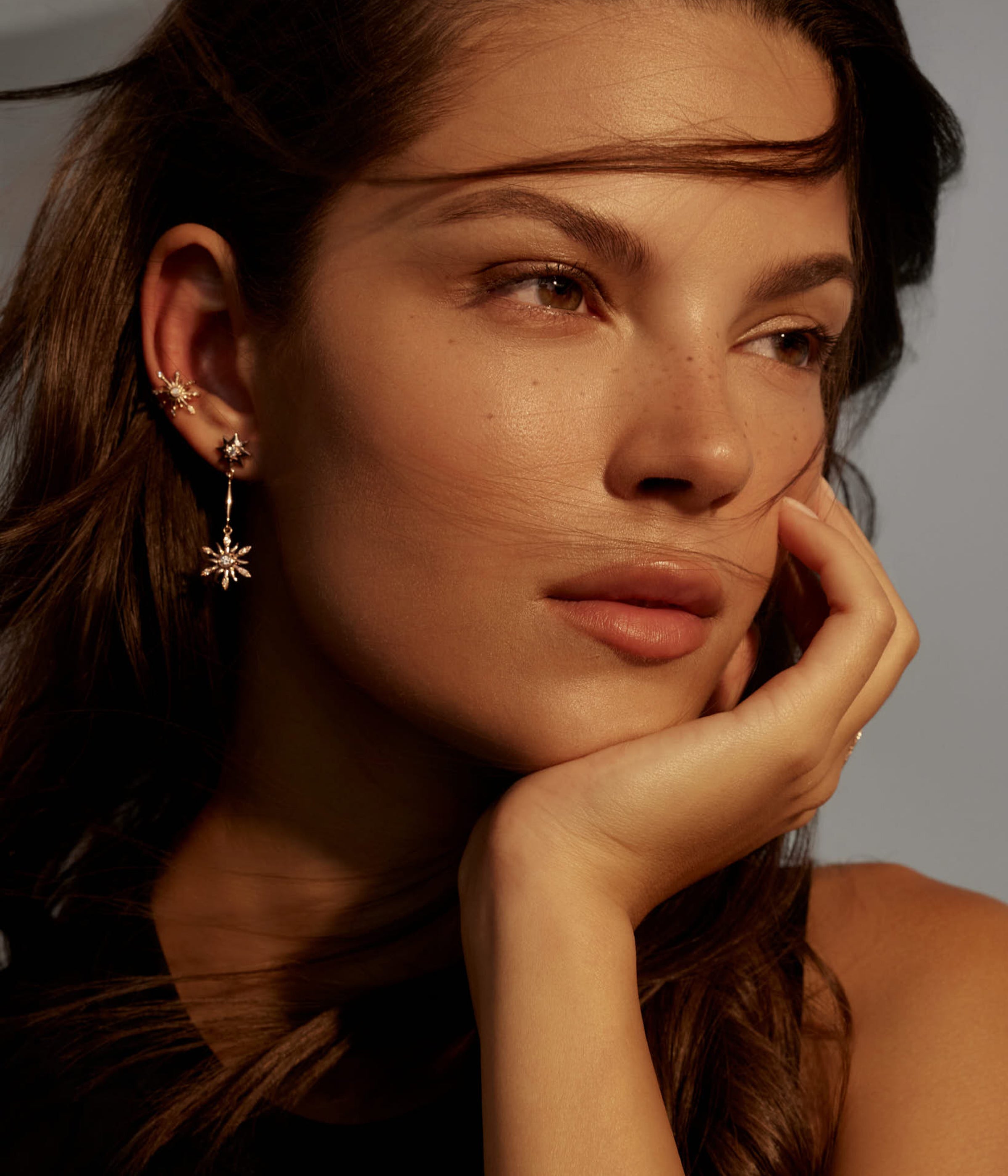 Sun Diamond Helix Earring