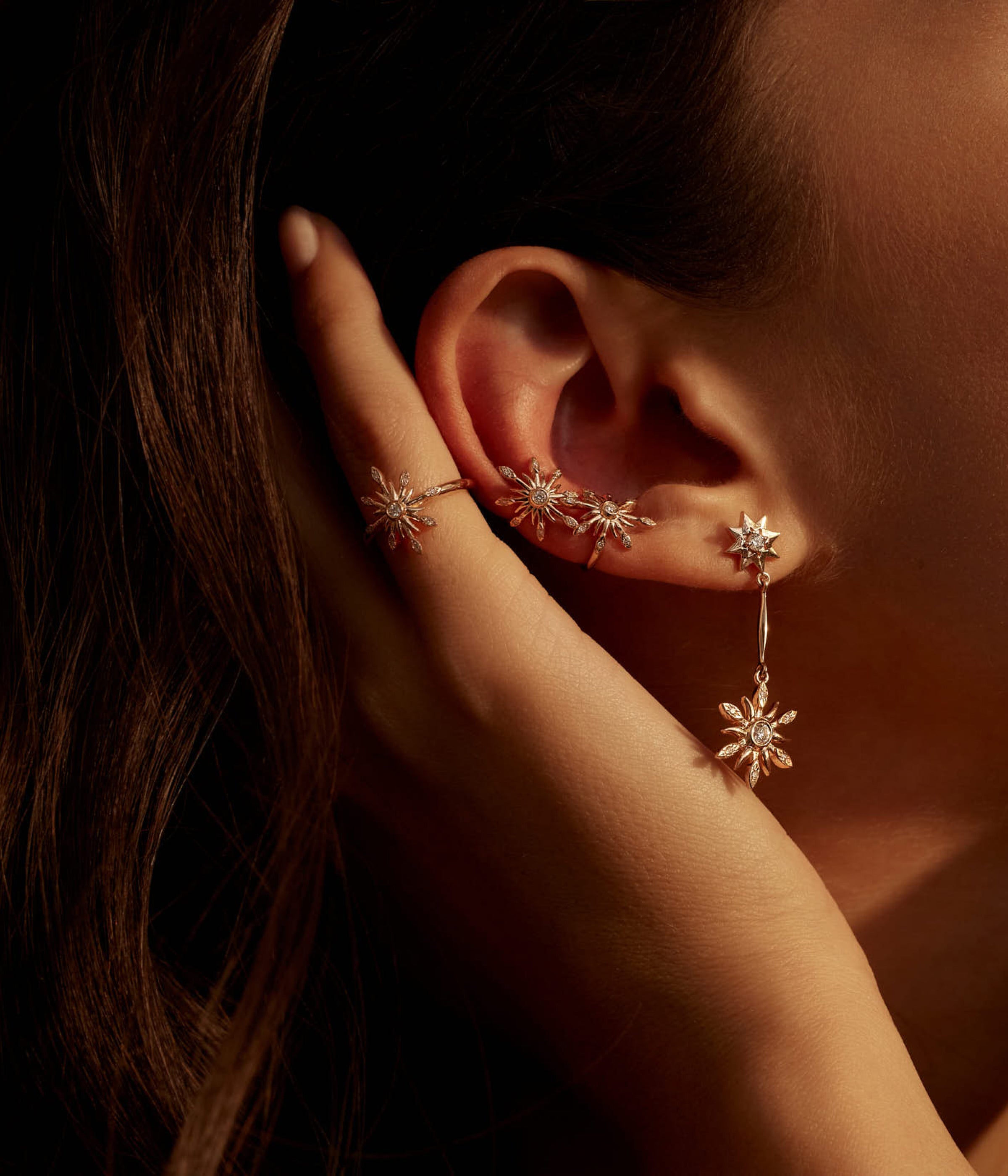 Sun Diamond Helix Earring