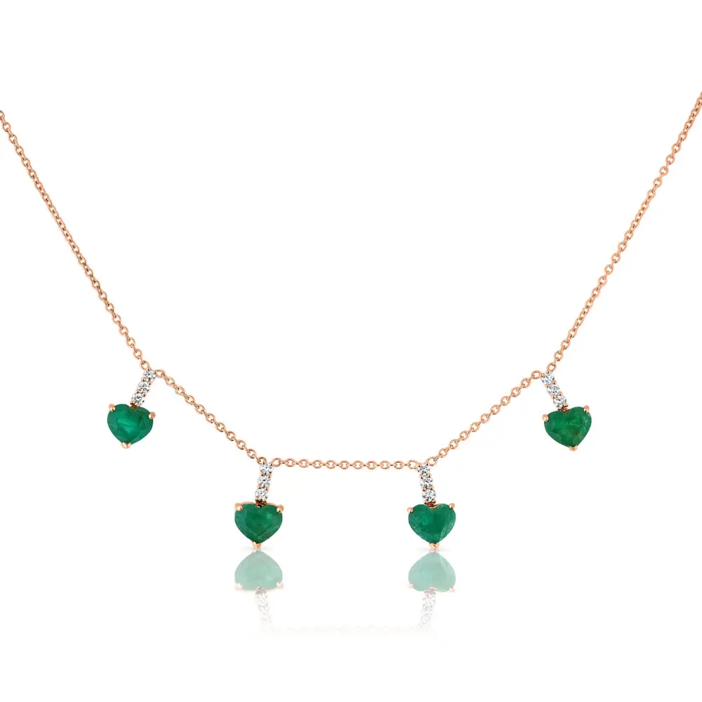 heart shape emerald and diamonds necklace