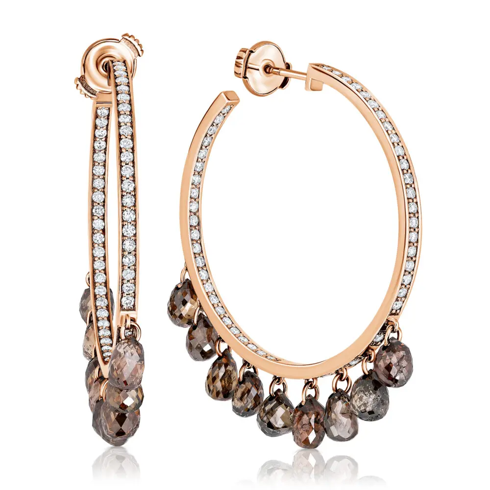 brown diamonds hoop earrings