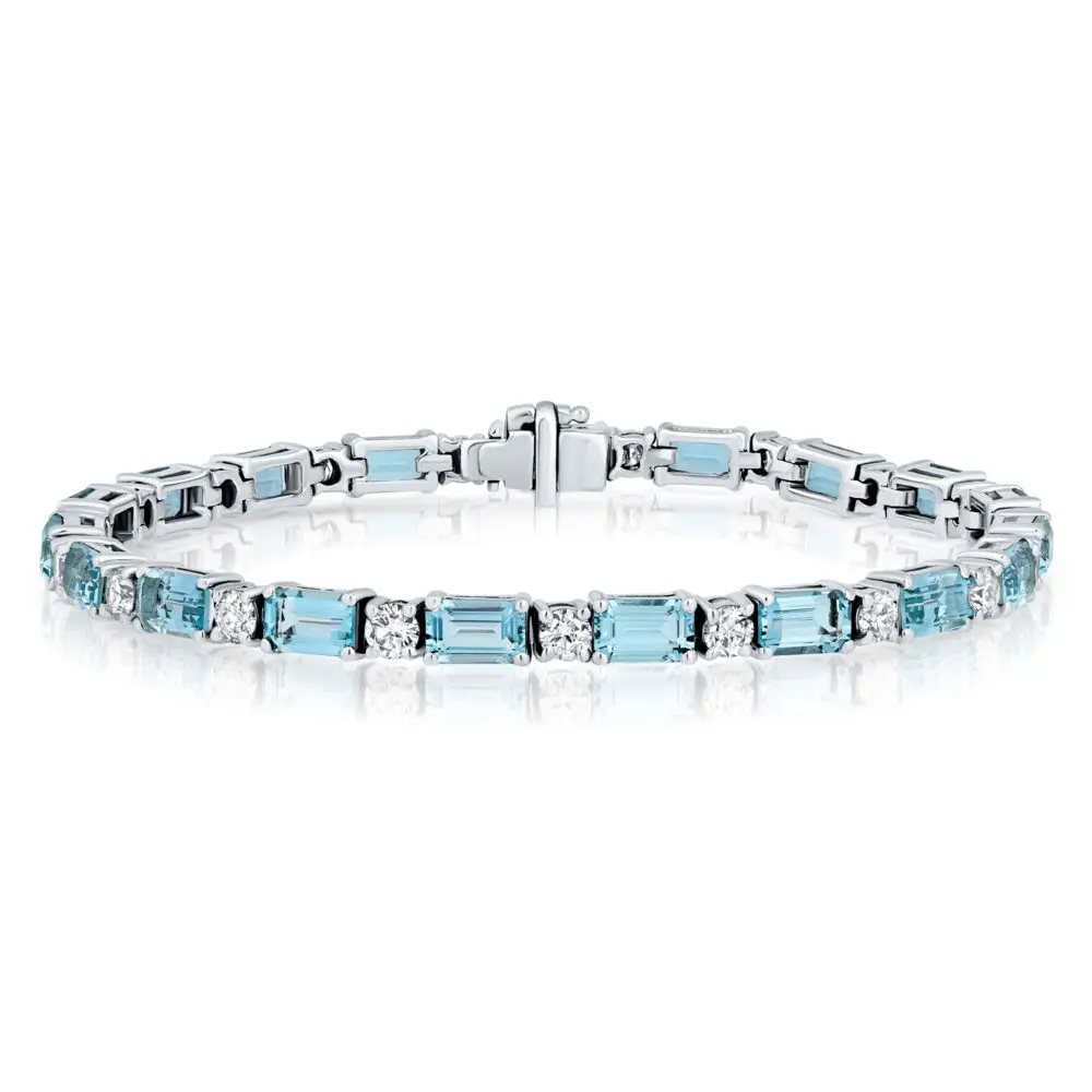 emerald cut aquamarine and diamond bracelet