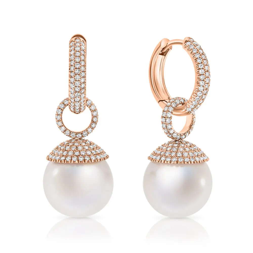 Pearls and diamond earrings