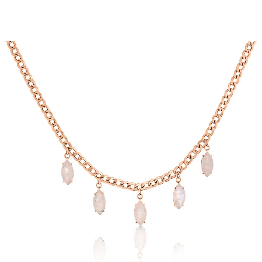 marquise moonstone chain necklace