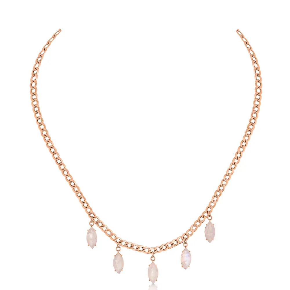 marquise moonstone chain necklace