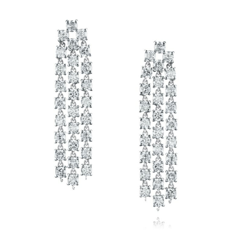 3-Strand Diamond Chandelier Earrings