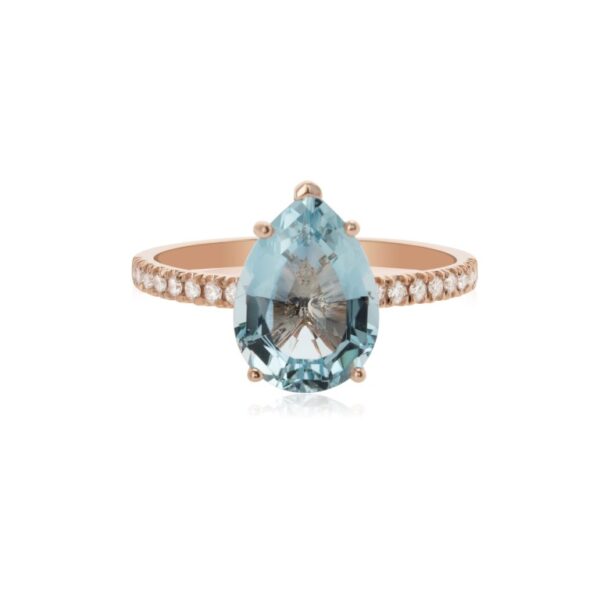 Aquamarine Solitaire Halo Ring