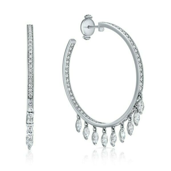 Diamond Drop Hoop Earrings