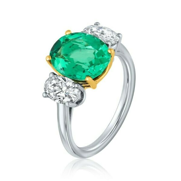 Three-Stone Emerald and Diamond Ring