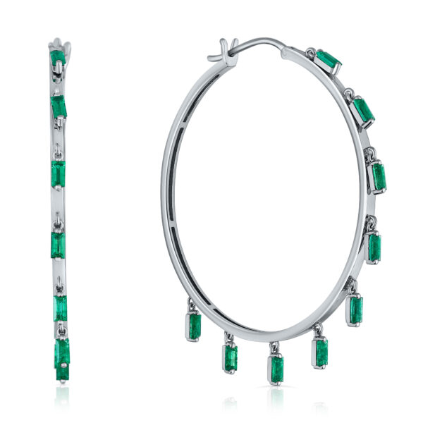 Emerald Hoop Earrings