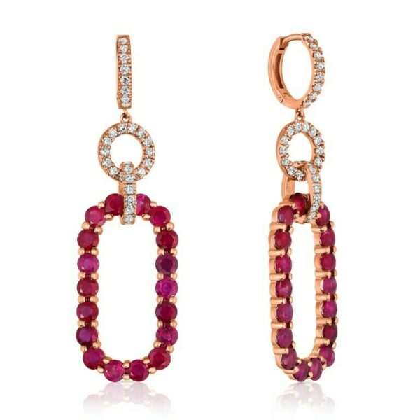 Rectangular Ruby Chandelier Earrings