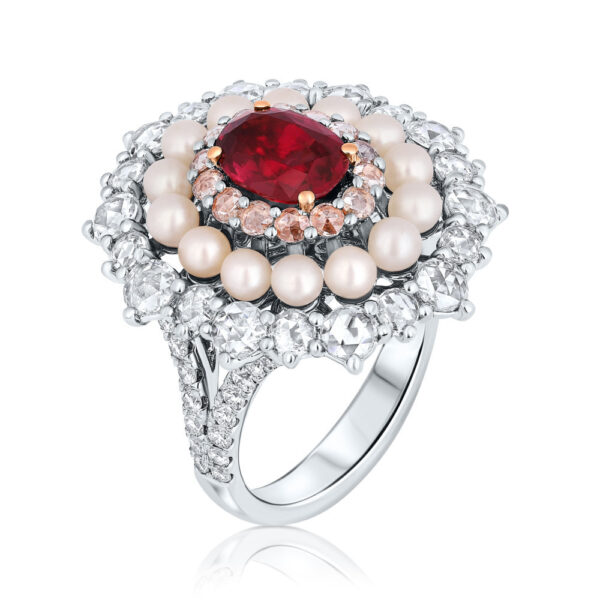 ruby and pearls ring