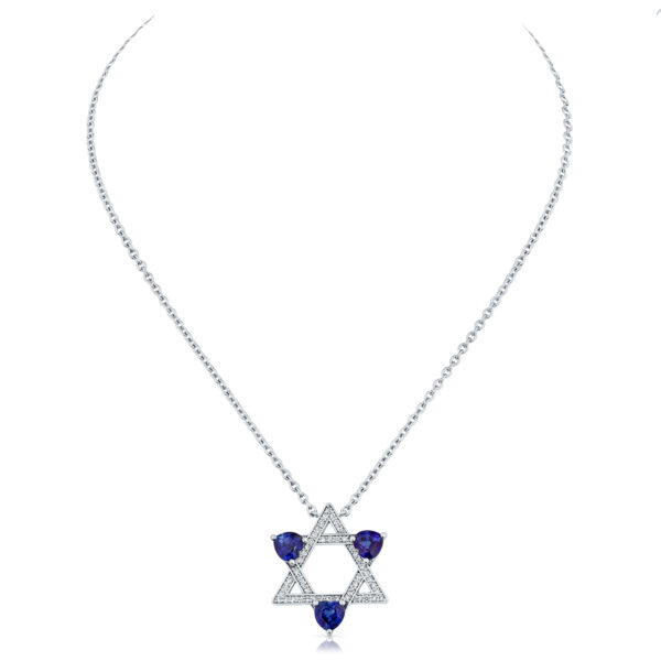 sapphire heart shape 'star of david' necklace