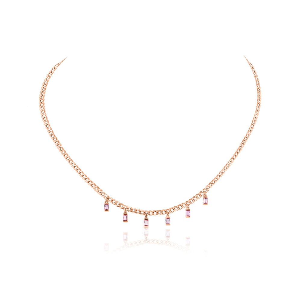 pink sapphire chain necklace