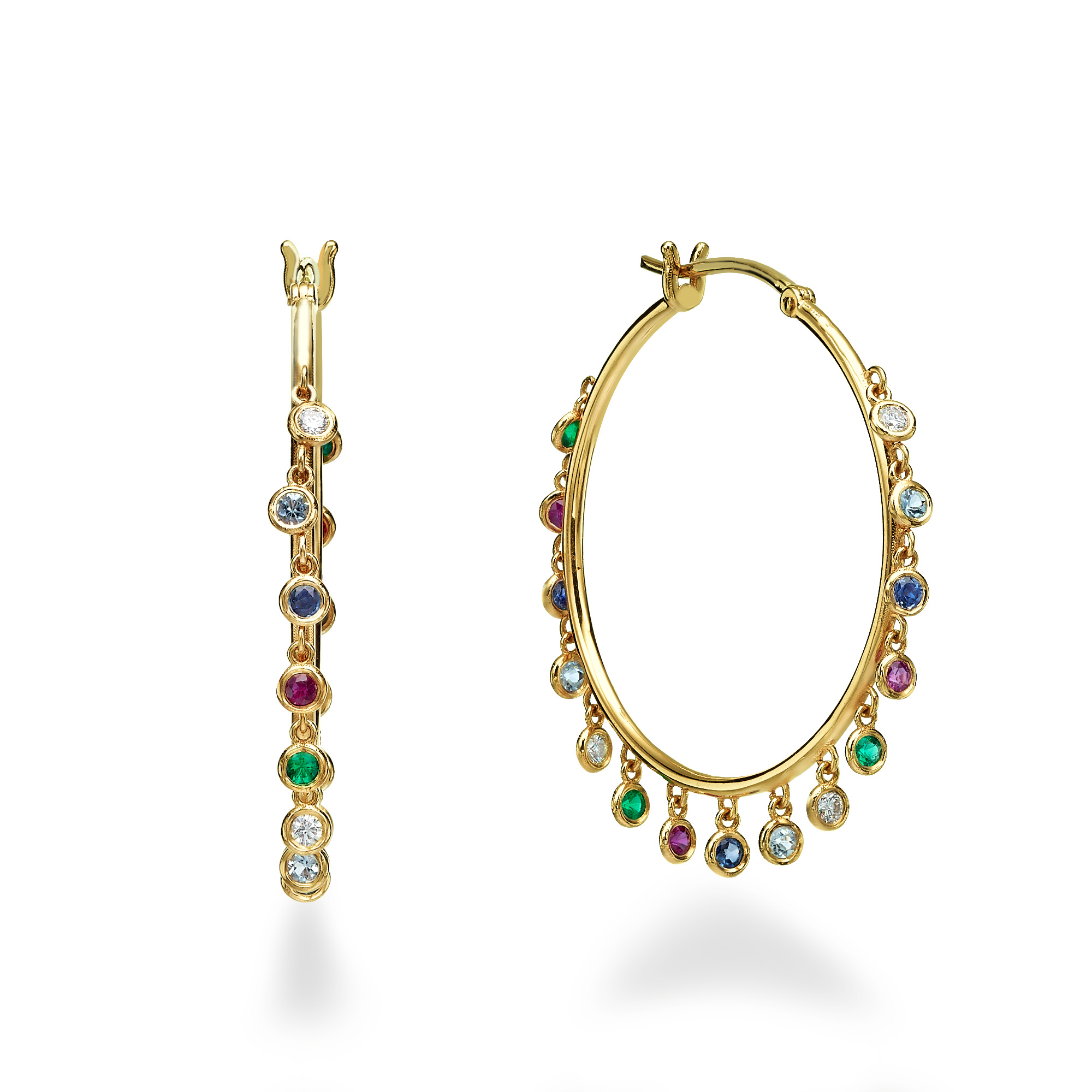 Colorful gypsy hoop earrings