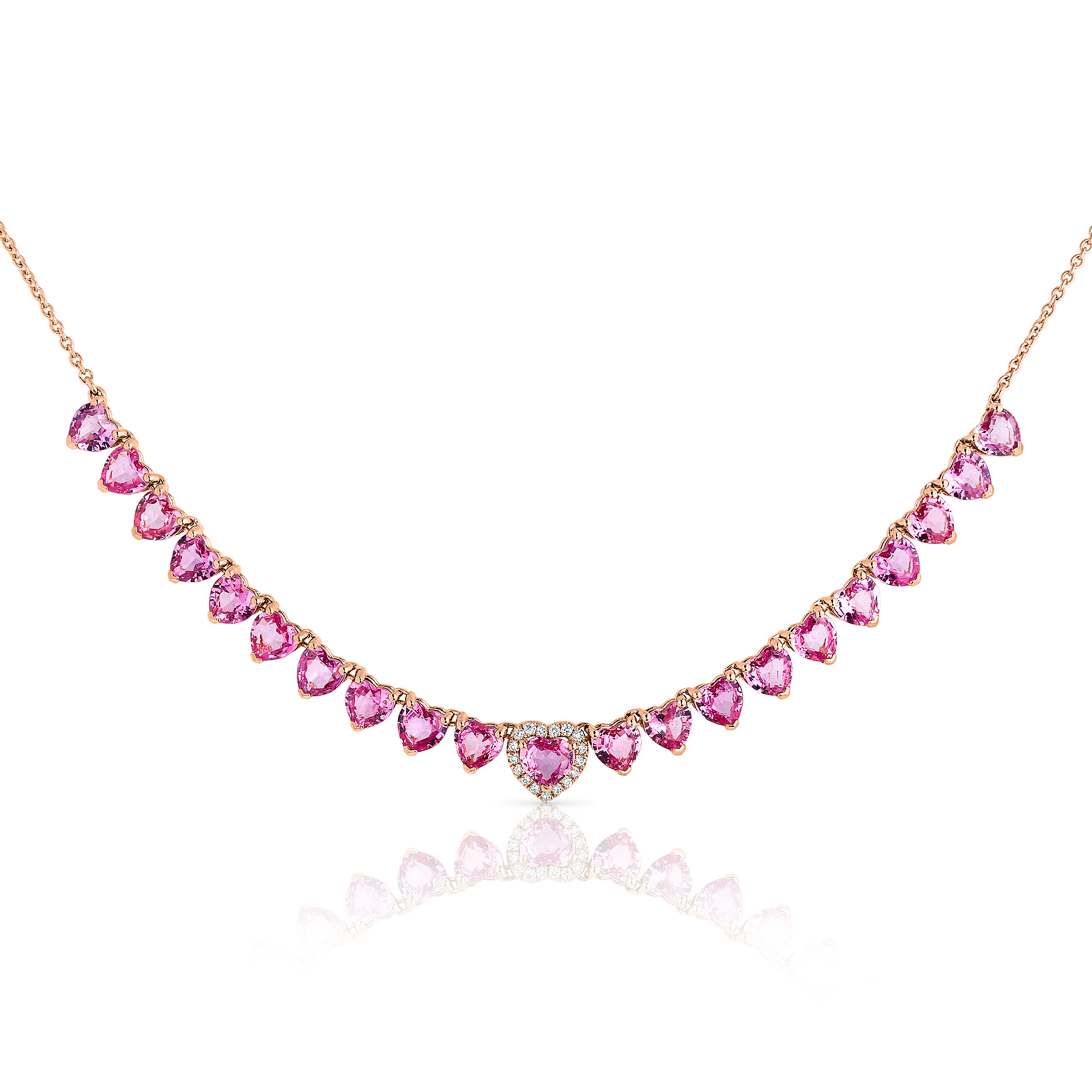 Heart Shape Pink Sapphire Necklace