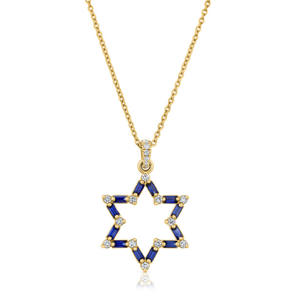 sapphire baguette 'star of david' necklace