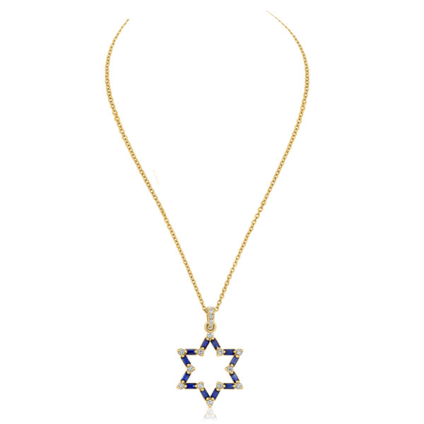 sapphire baguette 'star of david' necklace